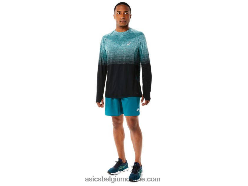 naadloze herentop met lange mouwen V6HXR2862 fluweel grenen/performance zwart Asics
