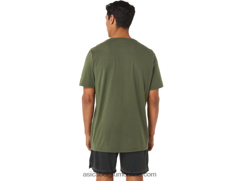 penseel korte mouw T-shirt V6HXR21258 olijf canvas Asics