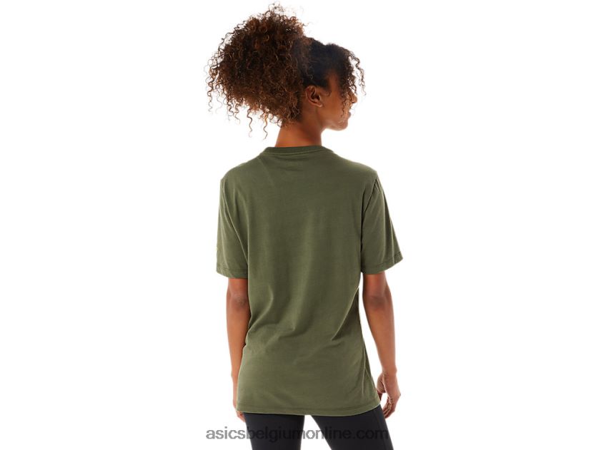 penseel korte mouw T-shirt V6HXR21258 olijf canvas Asics