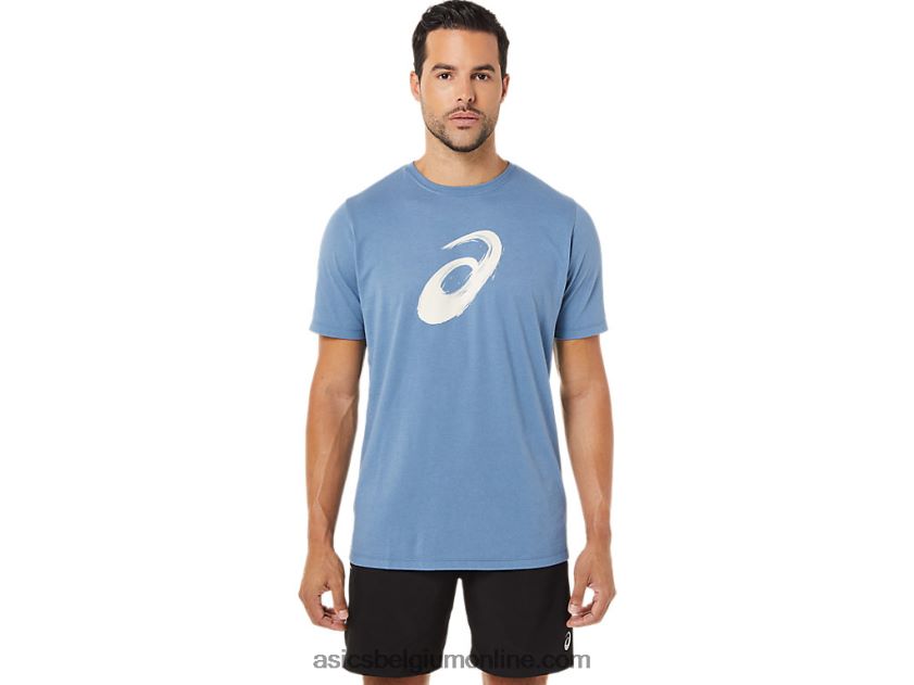 penseel korte mouw T-shirt V6HXR21742 stormblauw Asics