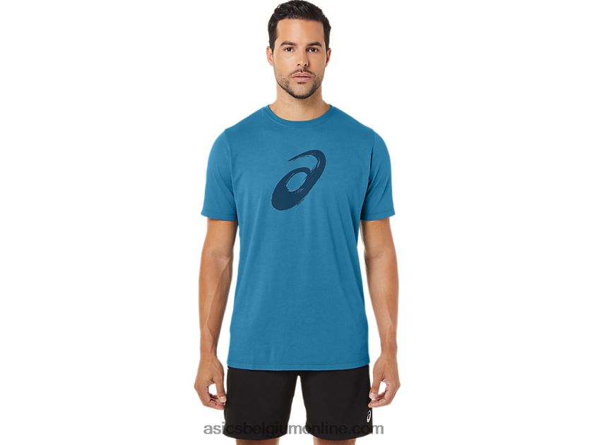 penseel korte mouw T-shirt V6HXR272 eiland blauwe heide Asics