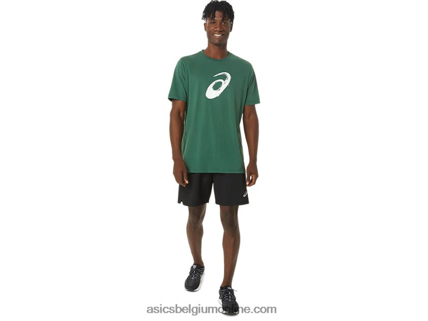 penseel korte mouw T-shirt V6HXR2879 jagersgroen Asics
