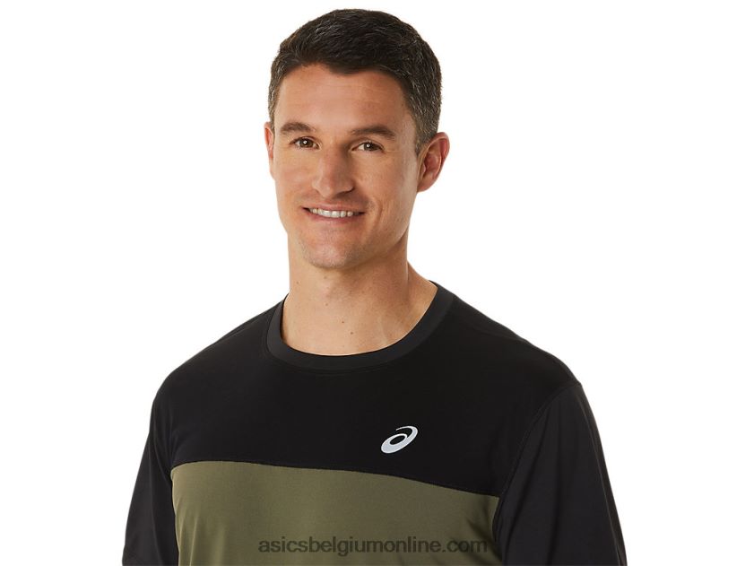 racetop met korte mouwen voor heren V6HXR21116 performance zwart/mantelgroen Asics