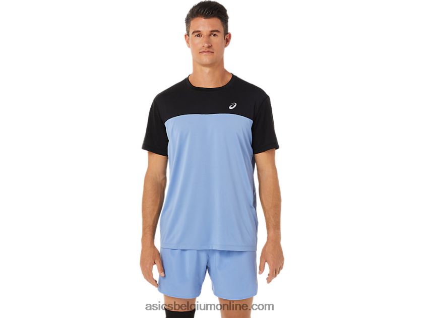 racetop met korte mouwen voor heren V6HXR21320 uitvoering zwart/blauw harmonie Asics