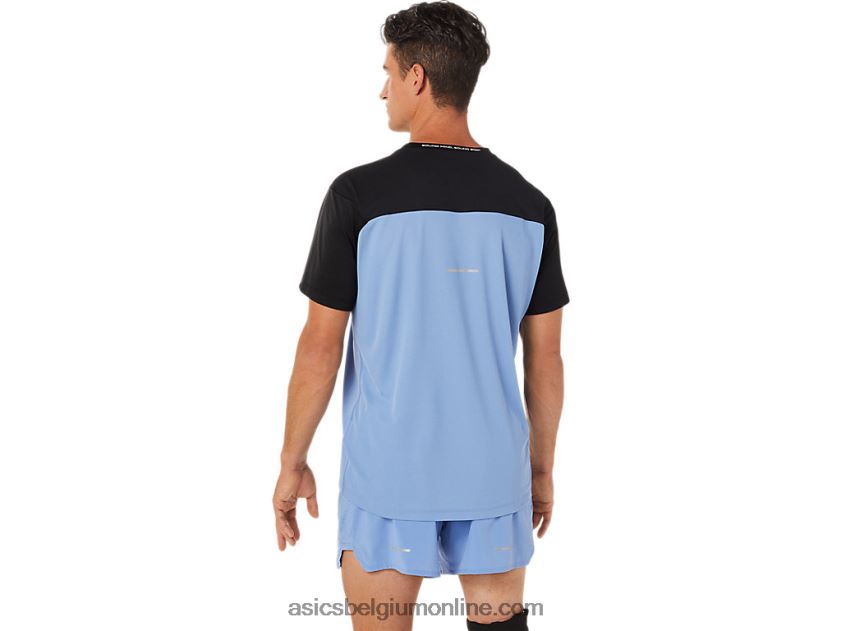 racetop met korte mouwen voor heren V6HXR21320 uitvoering zwart/blauw harmonie Asics