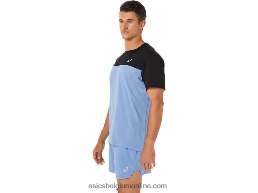 racetop met korte mouwen voor heren V6HXR21320 uitvoering zwart/blauw harmonie Asics
