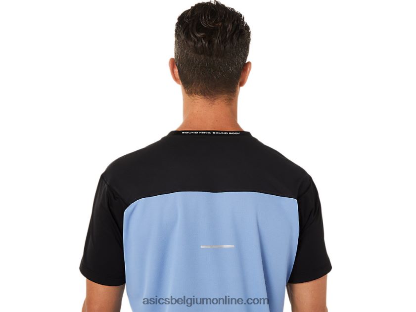racetop met korte mouwen voor heren V6HXR21320 uitvoering zwart/blauw harmonie Asics