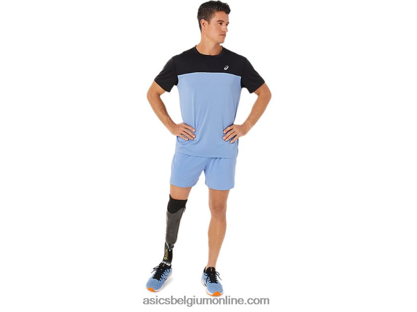 racetop met korte mouwen voor heren V6HXR21320 uitvoering zwart/blauw harmonie Asics
