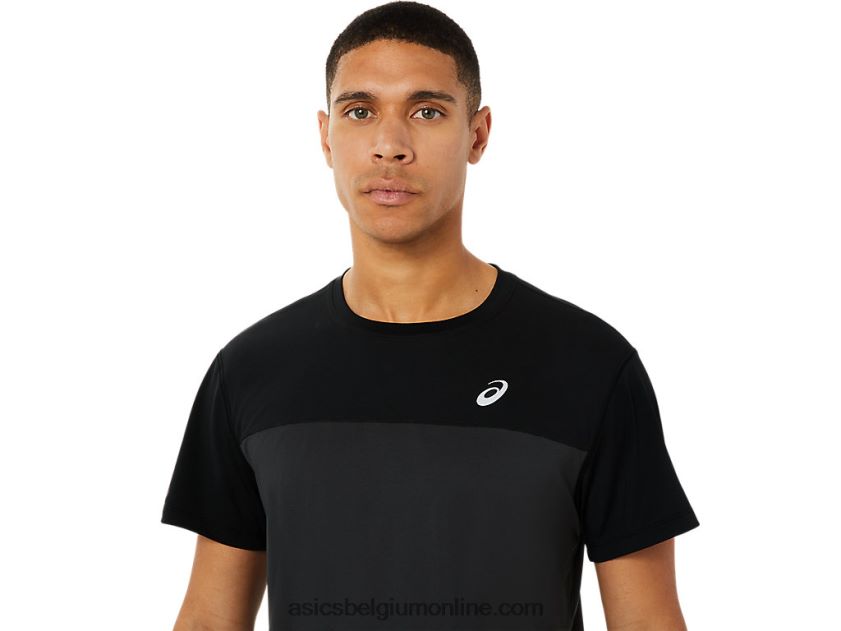 racetop met korte mouwen voor heren V6HXR21396 performance zwart/grafietgrijs Asics