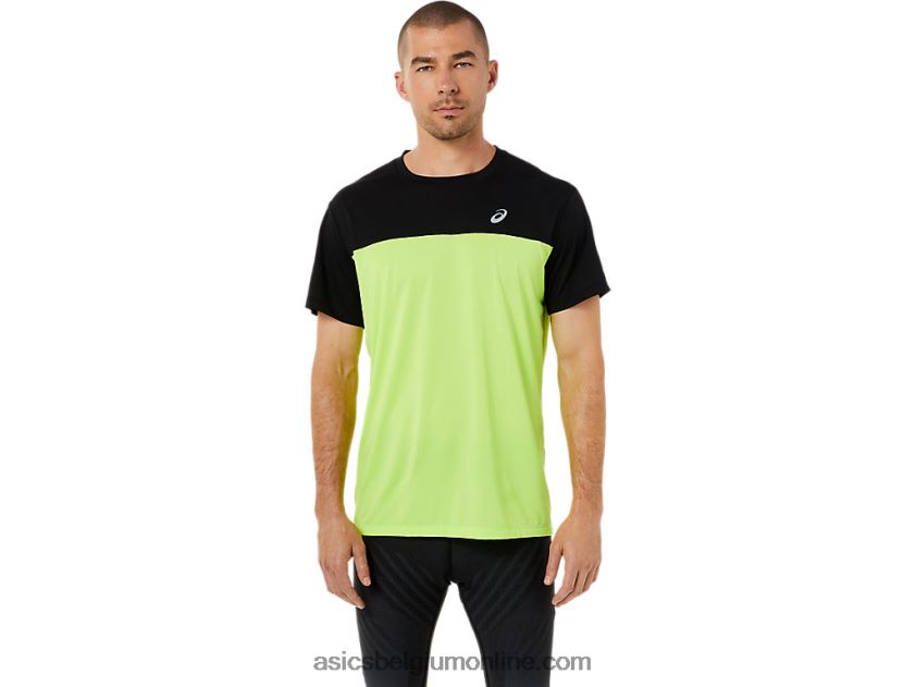 racetop met korte mouwen voor heren V6HXR21415 performance zwart/hazard groen Asics
