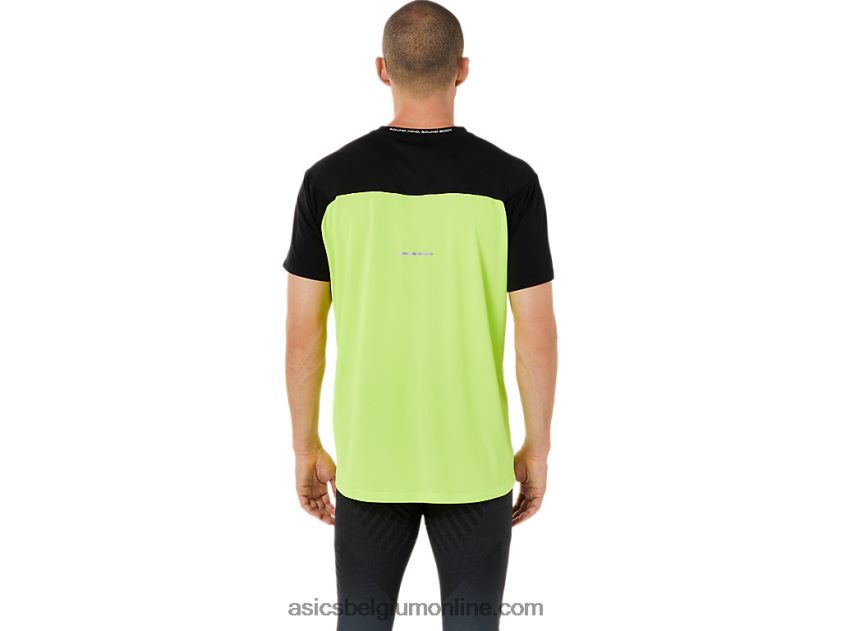 racetop met korte mouwen voor heren V6HXR21415 performance zwart/hazard groen Asics