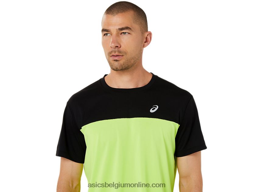 racetop met korte mouwen voor heren V6HXR21415 performance zwart/hazard groen Asics