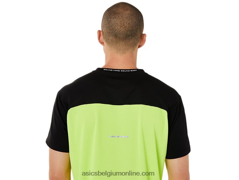racetop met korte mouwen voor heren V6HXR21415 performance zwart/hazard groen Asics