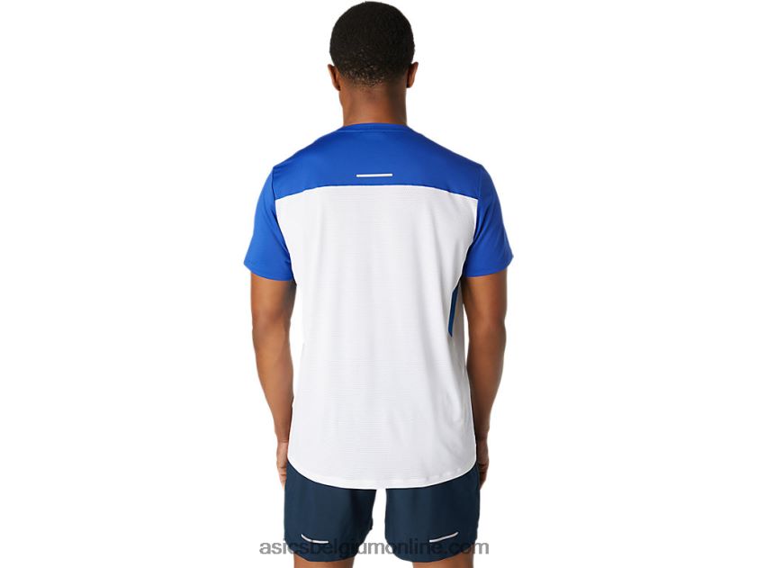 racetop met korte mouwen voor heren V6HXR21745 schitterend wit/monacoblauw Asics