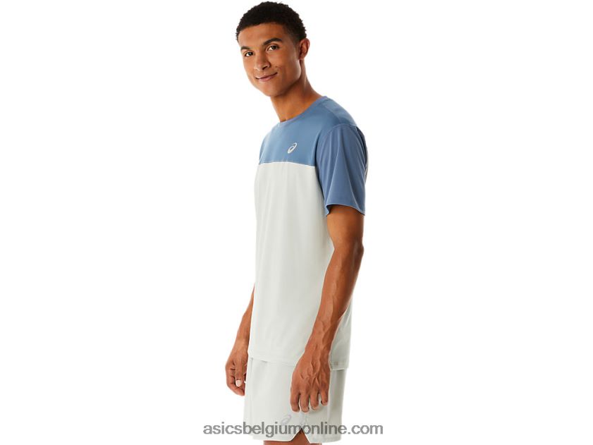 racetop met korte mouwen voor heren V6HXR222 staalblauw/licht salie Asics