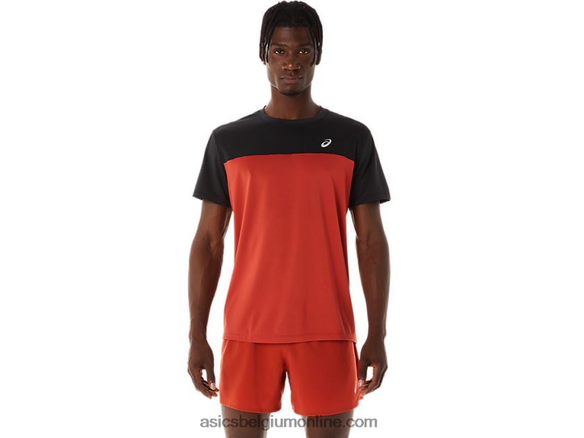 racetop met korte mouwen voor heren V6HXR2272 prestatie zwarte/kruiden latte Asics