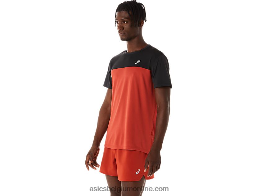 racetop met korte mouwen voor heren V6HXR2272 prestatie zwarte/kruiden latte Asics