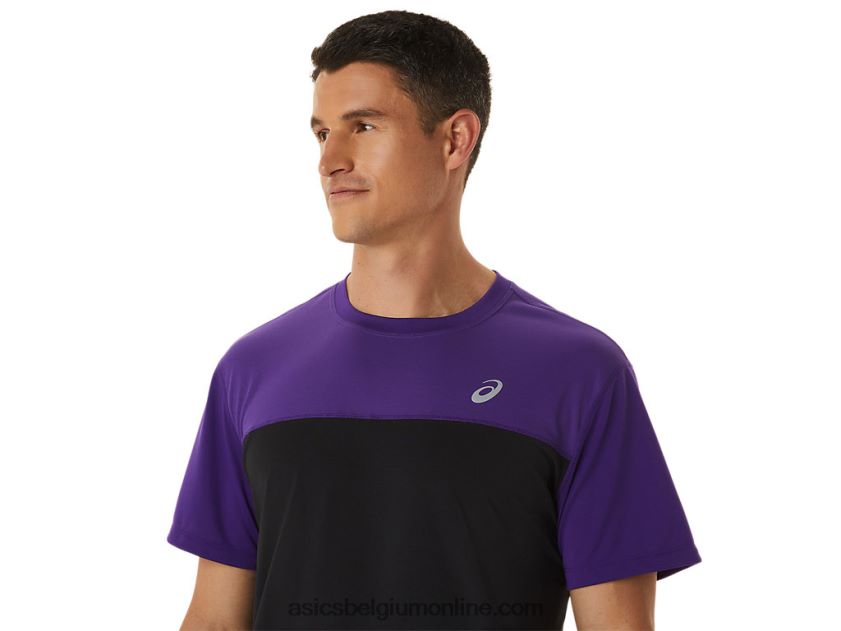 racetop met korte mouwen voor heren V6HXR2891 druivenjam/performance zwart Asics
