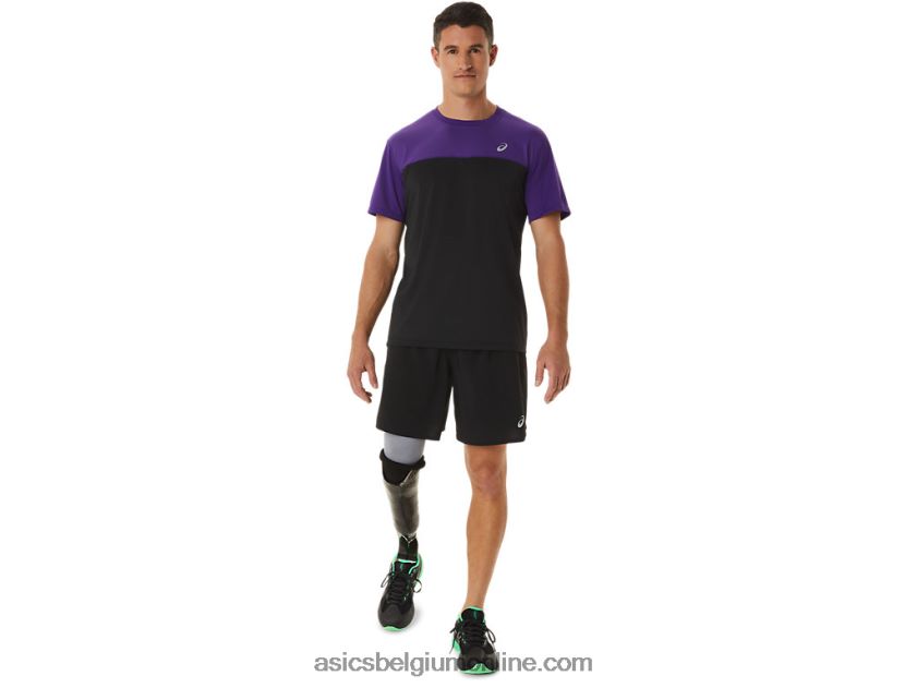racetop met korte mouwen voor heren V6HXR2891 druivenjam/performance zwart Asics
