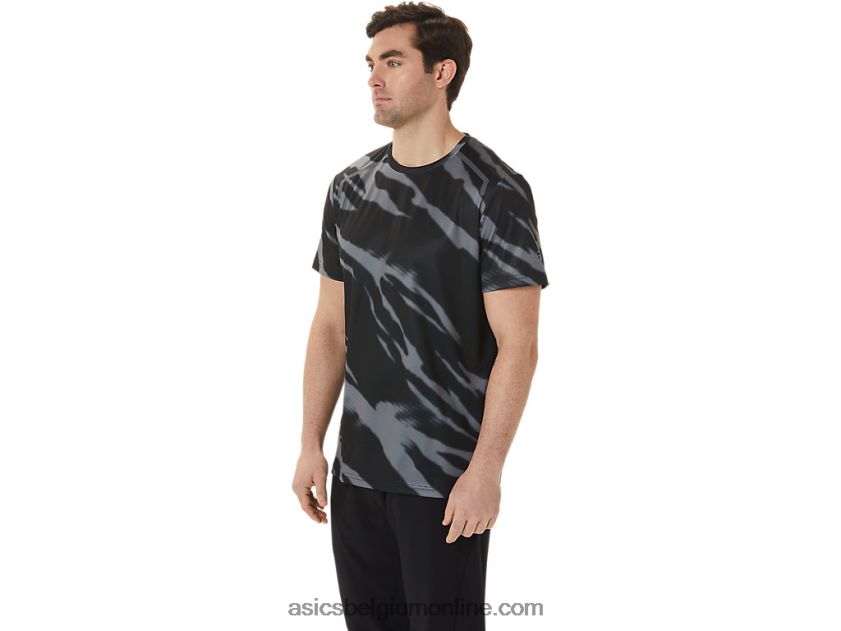 seizoensgebonden all-over print herentop met korte mouwen V6HXR21009 performance zwart/grafietgrijs Asics
