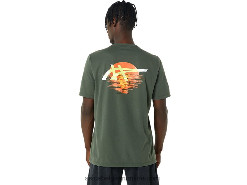 strepen zonsopgang tee V6HXR2787 olijf canvas Asics