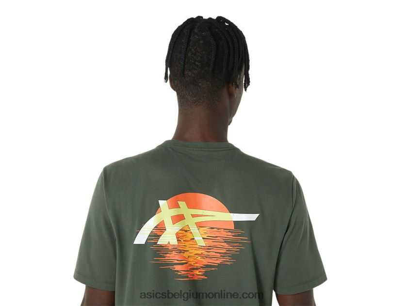 strepen zonsopgang tee V6HXR2787 olijf canvas Asics