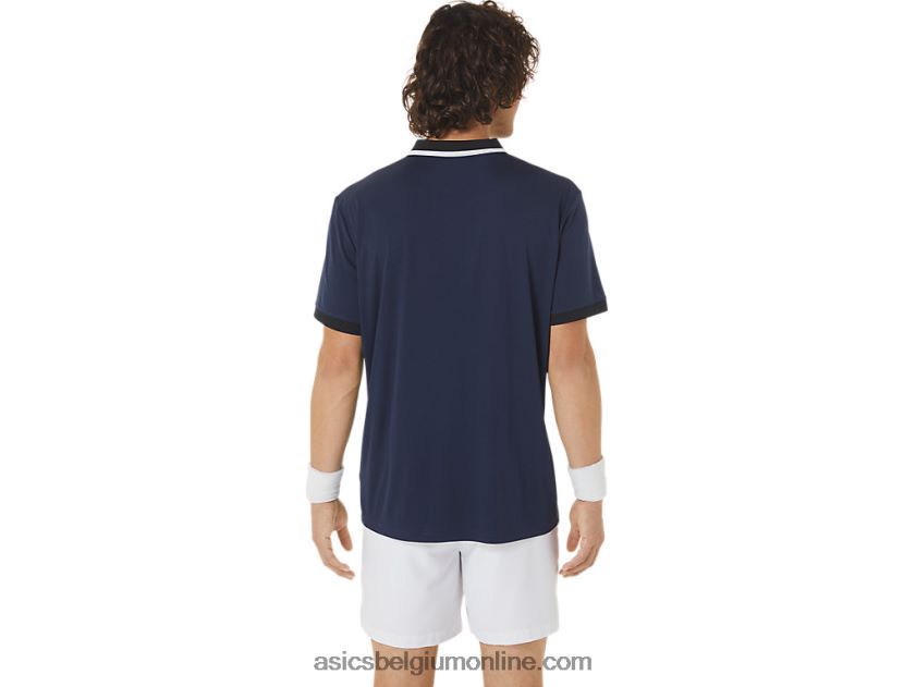 tennispolo voor heren V6HXR2471 middernacht/voorstelling zwart Asics