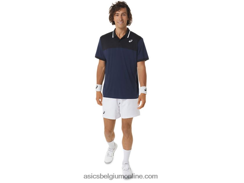 tennispolo voor heren V6HXR2471 middernacht/voorstelling zwart Asics