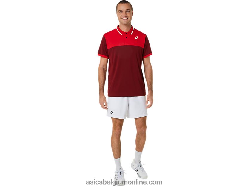 tennispolo voor heren V6HXR2547 bietensap/klassiek rood Asics