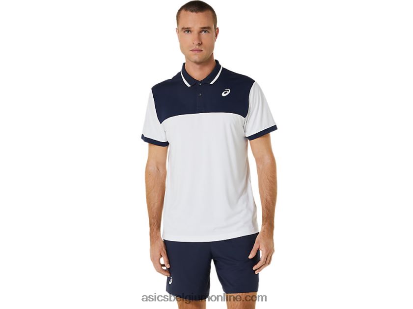 tennispolo voor heren V6HXR2548 schitterend wit/middernacht Asics