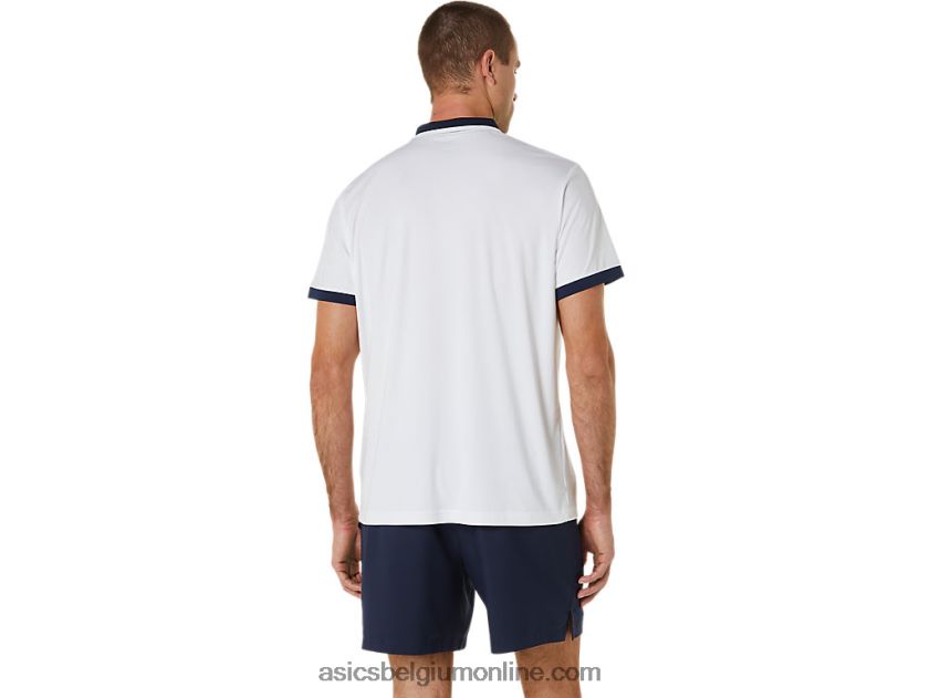 tennispolo voor heren V6HXR2548 schitterend wit/middernacht Asics