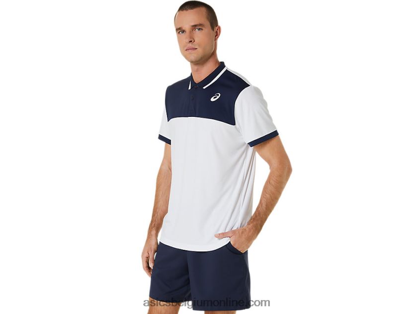tennispolo voor heren V6HXR2548 schitterend wit/middernacht Asics
