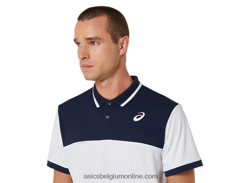 tennispolo voor heren V6HXR2548 schitterend wit/middernacht Asics