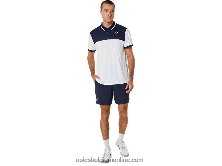 tennispolo voor heren V6HXR2548 schitterend wit/middernacht Asics