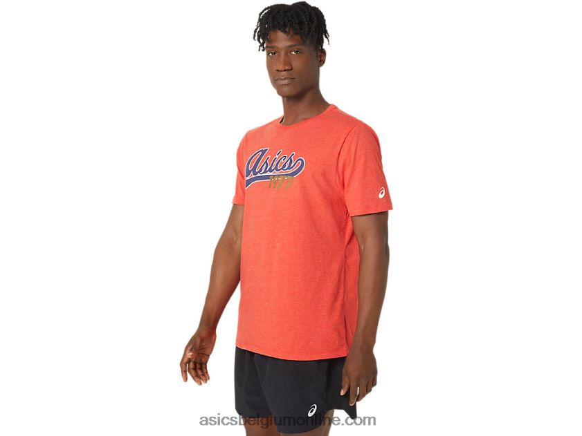 unisex 77 honkbalshirt V6HXR299 klassieke rode heide Asics