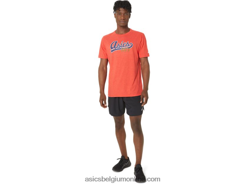 unisex 77 honkbalshirt V6HXR299 klassieke rode heide Asics
