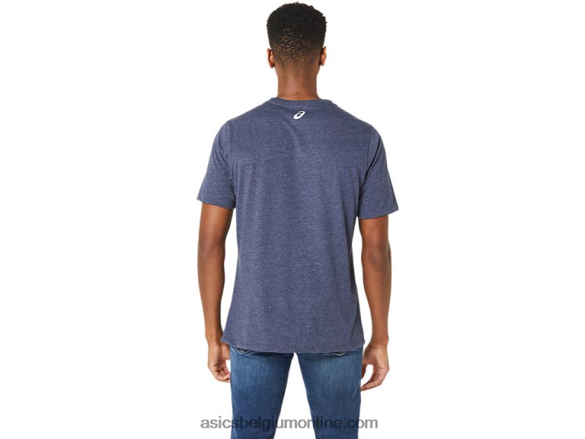 unisex blauw jean mile crew t-shirt V6HXR225 peacoat heide Asics
