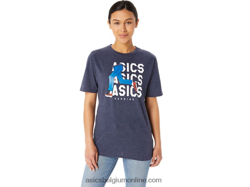 unisex blauw jean mile crew t-shirt V6HXR225 peacoat heide Asics