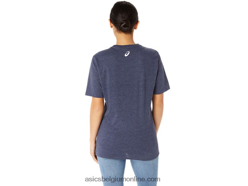 unisex blauw jean mile crew t-shirt V6HXR225 peacoat heide Asics