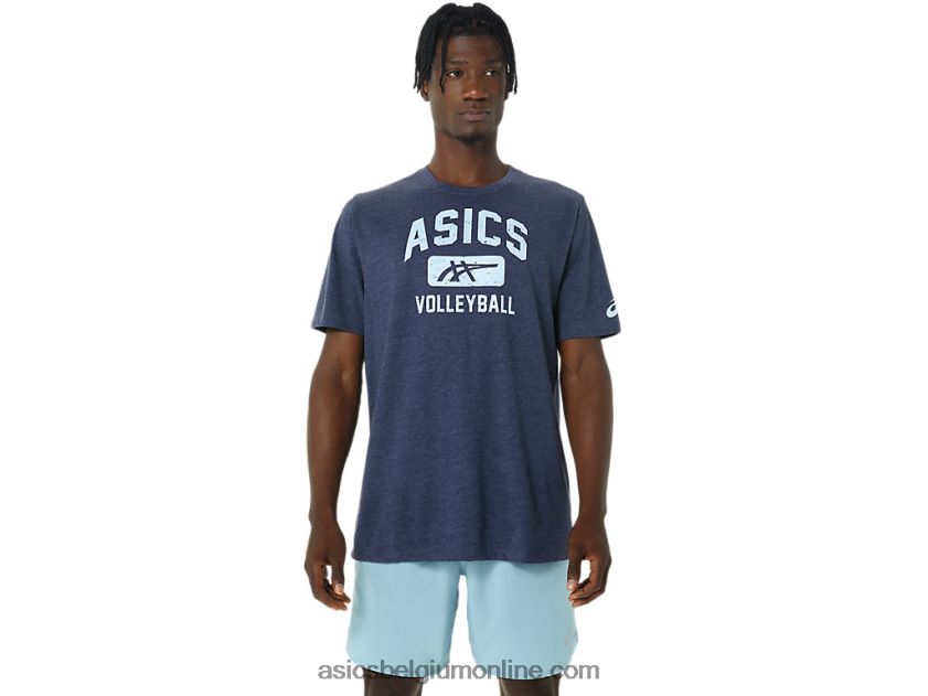 volleybal grafisch T-shirt V6HXR2865 peacoat heide Asics