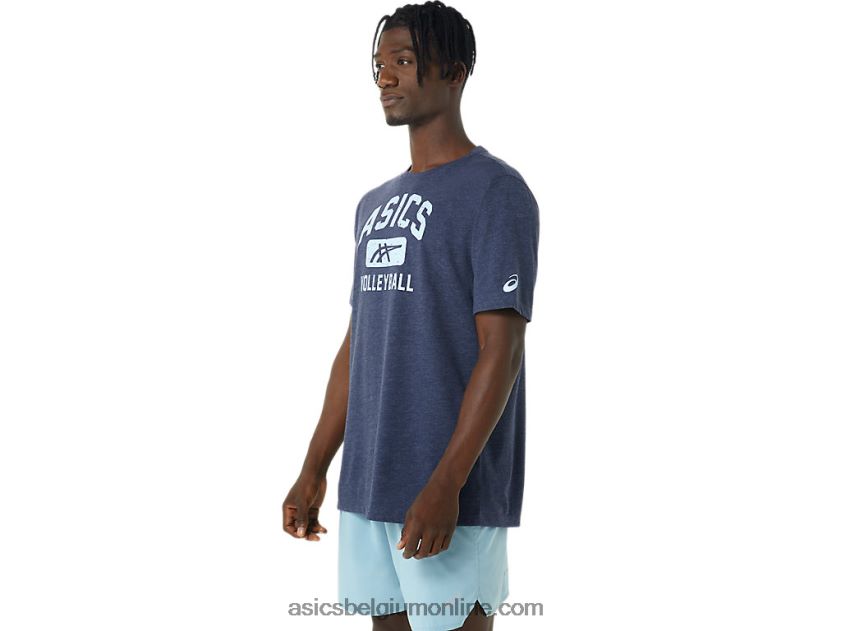 volleybal grafisch T-shirt V6HXR2865 peacoat heide Asics