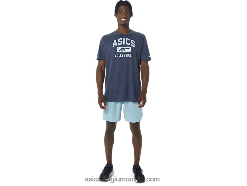 volleybal grafisch T-shirt V6HXR2865 peacoat heide Asics