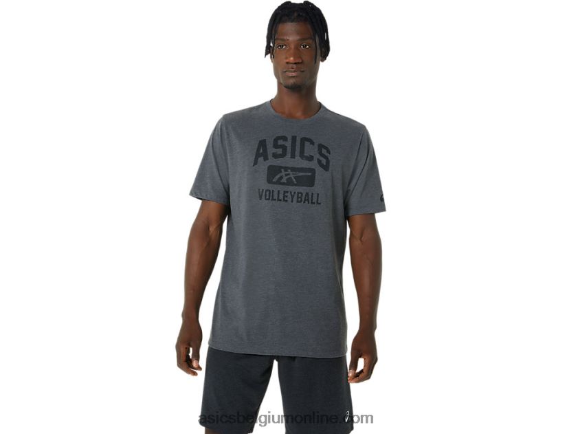 volleybal grafisch T-shirt V6HXR2878 donkergrijze heide Asics