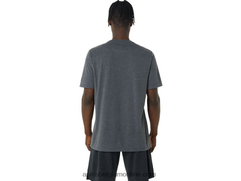 volleybal grafisch T-shirt V6HXR2878 donkergrijze heide Asics