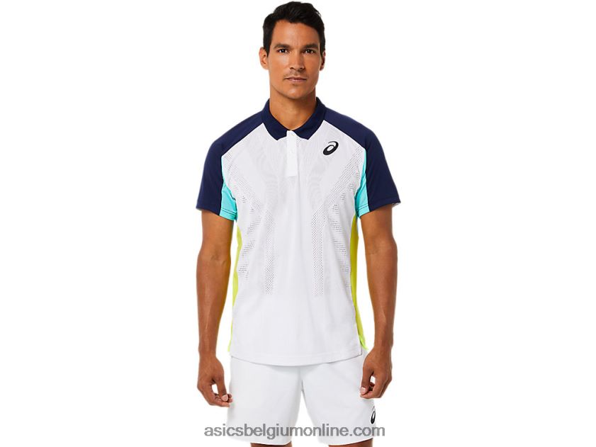 wedstrijdpoloshirt voor heren V6HXR21504 schitterend wit/ijsmunt Asics
