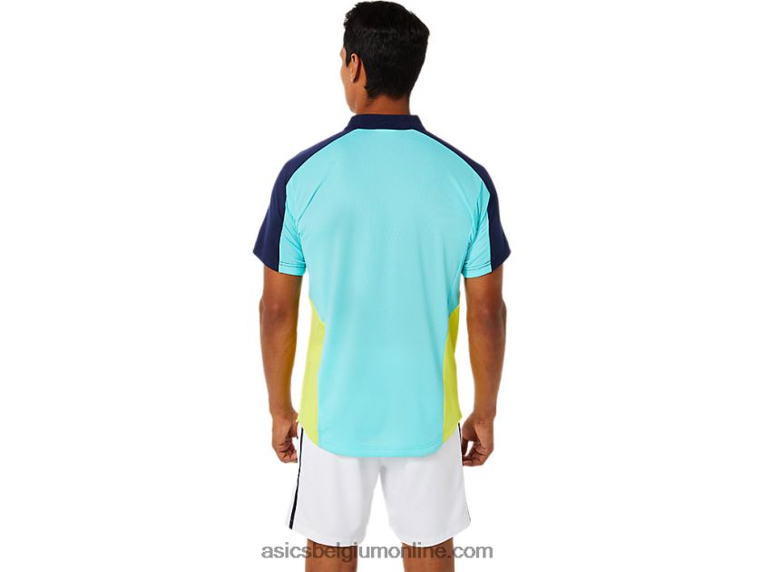 wedstrijdpoloshirt voor heren V6HXR21504 schitterend wit/ijsmunt Asics