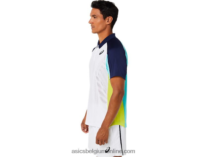 wedstrijdpoloshirt voor heren V6HXR21504 schitterend wit/ijsmunt Asics