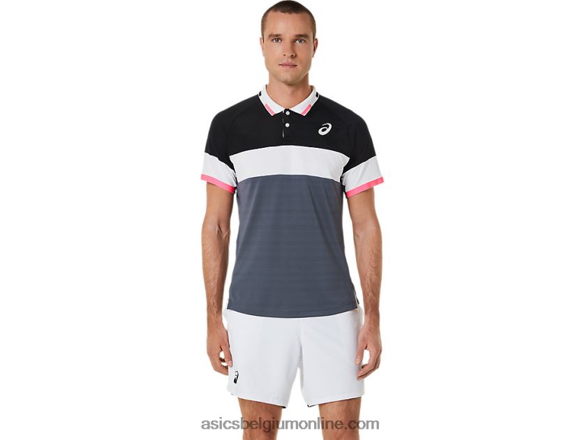 wedstrijdpoloshirt voor heren V6HXR2564 performance zwart/drager grijs Asics