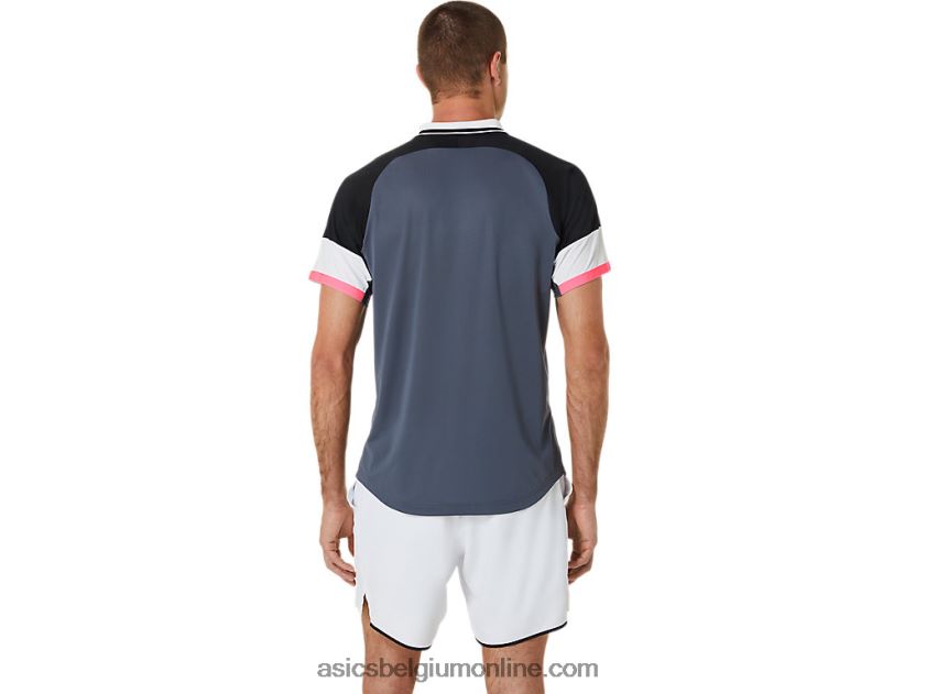 wedstrijdpoloshirt voor heren V6HXR2564 performance zwart/drager grijs Asics