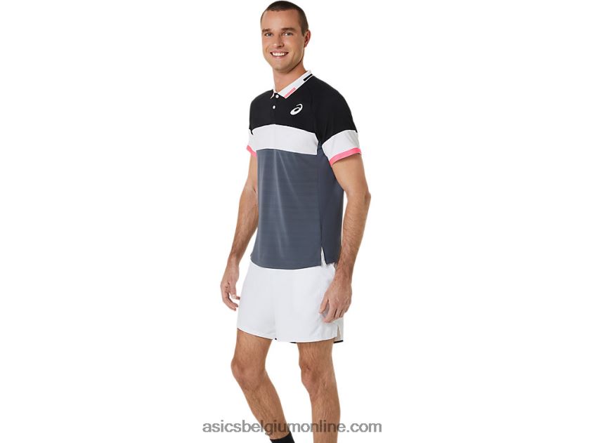 wedstrijdpoloshirt voor heren V6HXR2564 performance zwart/drager grijs Asics